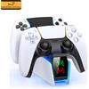 DinoFire Caricabatterie DinoFire per controller PS5 Stazione di ricarica DualSense Supporto per caricabatterie doppio dock di ricarica per controller PlayStation 5