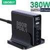 Ubigbuy Caricatore USB C GaN da 380 W PD 3.1 140 W 100 W PPS 45 W Stazione di ricarica rapida Display LCD per iPhone 15 Samsung MacBook Pro/Air
