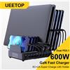 Ueetop Caricatore rapido multi USB da 600 W Stazione di ricarica GaN PD 3.1 a 10 porte Supporto per MacBook iPhone 16 15 iPad Samsung Tablet Laptop