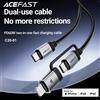 ACEFAST 2 in 1 Cavo per telefono PD60W con certificazione MFi da USB-C a USB-C / Lightning a ricarica rapida per iPhone 16/15 Pro Max Cavo cablato 1,2 M