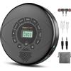 kuephom Lettore CD portatile con discman USB ricaricabile con altoparlante e auricolari Walkman CD per auto con protezione antiurto