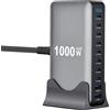 URVNS Caricatore GaN da 1000W USB C Veloce da Tavolo a 10 Porte USB Tipo C PD3.1 per Ricarica Rapida iPhone 17 16 15 Samsung S24 Xiaomi Laptop