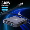 NONE Caricatore USB C rapido 240W 5 in 1 con tecnologia GaN e PD100W, con cavo retrattile da 100W per MacBook Pro, iPhone, Samsung e laptop.