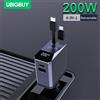 Ubigbuy Caricatore per auto retrattile 4 in 1 da 200 W Display digitale Caricatore di ricarica rapida di tipo C con cavo di tipo C per iPhone 16 Samsung