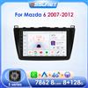 OSSURET Autoradio per Mazda 6 2007 - 2012 Carplay Android Auto 2din DSP 9 pollici Android 14 4G WiFi BT DSP Lettore multimediale di navigazione GPS