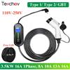Teschev Caricabatteria per auto elettrico portatile Tipo 1 SAE J1772 Tipo 2 IEC 62196 GBT Caricatore 16A Stazione di ricarica wallbox monofase 3,5 kW
