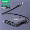 Ubigbuy Stazione di ricarica rapida con display digitale per caricabatterie GaN da 240 W con cavo retrattile USB C da 100 W per iPhone 17 Samsung MacBook
