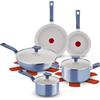 Lagostina Nettuno, Set di Padelle e Pentole Antiaderenti 12 Pezzi in Alluminio, Rivestimento Mineralia, Indicatore di Calore Thermo-Signal, Manico Rivettato, Compatibili con Induzione