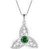 JO WISDOM Collana Nodo celtico Argento 925 Donna,Ciondolo con Catena Zirconia cubica 3A Può Pietra Portafortuna Colore Smeraldo Gioielli Irlandesi