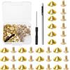 Mardatt Set di 100 punte e borchie a cono dorate da 10 mm, con perforatrice e cacciavite, altezza 4,7 mm, borchie a cono, borchie punk e punte per fai da te in pelle