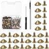 Mardatt Set di 100 punte e borchie a cono in bronzo da 10 mm, con perforatrice e cacciavite, altezza 4,7 mm, borchie punk, per fai da te in pelle