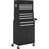 HOMCOM Cassetta portautensili 3-in-1, con 4 ruote, chiudibile con 9 cassetti, in acciaio, Nero | Aosom Italy
