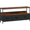 HOMCOM Mobile TV, mobile per televisore fino a 140 cm con 3 cassetti e piedini in acciaio 120 x 29 x 56 cm marrone rustico | Aosom Italy