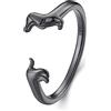 Qings Cane Bassotto Anello in argento 925 per Donne Carino Cane Animale Domestico Aperto Regolabile Anello da dito Regali di Compleanno per gli Amanti degli Animal(Nero)