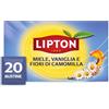 Lipton | Tisana Camomilla Dorata | 20 Filtri | con Camomilla, Miele e Vaniglia | Tisana Rilassante per favorire il sonno| Senza Caffeina | Bustine Confezionate Singolarmente