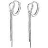 SLUYNZ 925 Argento cerchio orecchini nappa per le donne ragazze adolescenti catena pendente cerchio orecchini (A-Silver)