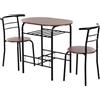 Easycomfort Set Tavolo Moderno con 2 Sedie per Sala da Pranzo, Set 3 Pezzi Mobili Salvaspazio da Cucina, Balcone, Ristorante o Bar, Marrone e Nero