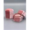 Astuccio Anello Orecchino Esagonale Velluto Rosa