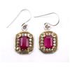 Orecchino Fine In Argento Sterling 925 Con Rubino E Pietra C.Z. Taglia 1