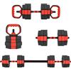 SPORTNOW Set di Manubri 4-in-1, con funzione di manubri, kettlebel e Bilanciere, regolabili, 25 KG, Rosso | Aosom Italy
