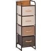HOMCOM Cassettiera 4 Cassetti Pieghevoli in Tessuto e Struttura in Legno e Metallo, 31x29x99 cm, Multicolore | Aosom Italy