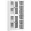 HOMCOM Credenza Cucina Alta, Mobile Dispensa con 4 Ante in Vetro Soft-Close, 6 Ripiani Aperti, Ripiani Regolabili Bianco | Aosom Italy