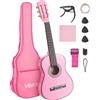 VEVOR Kit Chitarra Classica 780 mm per Principianti Corde in Nylon Rosa
