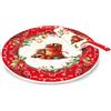 Fade Cadeaux Piatto Torta Natalizio con Paletta D 30 Cm Rosso