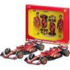 Burago BBURAGO Ferrari SF-24 F1 Imola Livery 2024 Leclerc #16 e Sainz #55, Set 2 Auto Diecast in Scala 1:43, Confezione Quadro Espositivo, Licenza Ufficiale Ferrari, Età Consigliata 14+ Anni