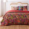Greenland Home Fashions Greenland Home Jewel - Set di Biancheria da Letto Trapuntato, Reversibile, 100% Cotone Kantha, per Letti Twin (4 Pezzi), Rosso