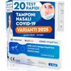 Eurocali 20x Tamponi COVID 19 - Test Nuove Varianti 2025 - Tamponi Rapidi Nasali Certificati per Uso Domestico, Risultato Rapido