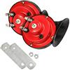 SOLBUM Air Horn Train Horn Kit Moto Corno elettrico 24V 300DB forte eccellente Corni per Camion Auto Barche Biciclette Nero Rosso 2PCS Premium