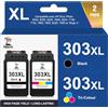 Palmtree 303XL 303 XL Compatibili con Cartucce HP 303 Nero e Colore per Cartuccia HP 303 XL per HP Envy Photo 6230 7830 6232 6230 6220 7130 7134 6234 6255 6258 6552 7120 7800 7900 Tango X (2-Pack)