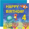 Stuff4 Biglietto di auguri per il 4° compleanno per ragazzo e ragazza Sealife