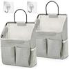 SIMDAO 2 organizzatori da appendere, impermeabili, in tessuto di lino pieghevole, con tasche, per cameretta dei bambini, bagno, camera da letto, ufficio, camper (grigio)