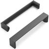 Furniware - Confezione da 10 maniglie per mobili in alluminio nero, distanza tra i fori di 128 mm, maniglie per armadi da cucina