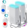 ALEENFOON Wireless Pulsante Di Chiamata Di Emergenza Allarme Pager a Vibrazione Senza Fili Allarme Anziani A Distanza Da Casa Sistema Di Allarme Sicurezza Cercapersone Per Anziani Bambini (2 in 2)