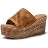 JOMIX Ciabatte Donna Estive Sandali Zeppa Alta Eleganti da Mare Pantofole Comode per Estate Casa Spiaggia SD9097 (Marrone,40)