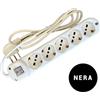 Faeg FG19305. Multipresa Nera 5 prese schuko bipasso 2P+T 10/16A spina 2P+T 16A + int.luminoso IP20