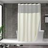 N&Y HOME Tenda da doccia a nido d'ape con fodera in tessuto a scatto e ganci, tenda da doccia in stile hotel per bagno, impermeabile e lavabile, finestra superiore in rete, 180 x 183 cm, crema