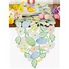 Granddeco Runner da tavola pasquale con coniglietti primaverili e uova fiorite, runner da tavolo ricamato con motivo floreale e coniglietti e uova, per comò, sciarpa, decorazione da tavolo, per casa, cucina