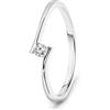 MIORE Anello Solitario da Donna Miore,Vero Oro Bianco 14KT 585 con Diamante Naturale Ct. 0,05 Taglio Brillante. Anello di Fidanzamento Classico con Brillante solitario, Anello anallergico.