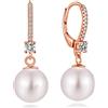 ZDaoBen Orecchini Perle Donnain Argento Sterling 925 Leverback Orecchini Pendenti Perla Zrconi Diamantati Perle Gioielli Regali per Donne 10 mm Oro rosa