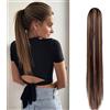 Cybelleza 55cm Coda di Cavallo Extension Capelli Sintetici Extension Coda Finta Capelli Lisci Posticci per Capelli Lunghi Ponytail Claw Parruchino per Donna, Marrone Cioccolato & Biondo Scuro