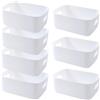 EURXLQ 7 Pezzi Cestini Portaoggetti Plastica Scatole Organizer con Manici,Contenitori per Armadio,Contenitore Plastica,Organizer Portaoggetti per Cucina Bagno Cosmetici (Bianco, 30×20×12 cm)