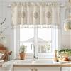 TOPLUXE Tenda per Finestre 137x46cm, Mantovana Floreale con Nappe, Tenda Corta per Camera da Letto Soggiorno Cucina, Decorazione Natalizia (Beige)