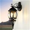 Licht-Erlebnisse Applique rustica Brest vintage nero effetto ferro battuto a forma di lanterna E27 IP23, lampada retro per giardino, viali di ingresso e terrazzi