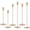 BUCOMTU 6 Pezzi Candelabro in metallo,Portaandele da tavolo,33/29/23cm, oro, adatto a cene a lume di candela, anniversario e feste di nozze per aggiungere un classico e romanticismo alla tua occasione