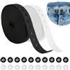 Hugfads Kit Elastici a Bottoni per Cucito - Fascia Elastica di Alta Qualità con 20 Bottoni in Resina, 14m di Elastico in Bianco e Nero, per Personalizzare Abbigliamento e Accessori(Larghezza 20mm)