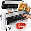 Retoo Macchina per sottovuoto, sigillatrice sottovuoto, 110 W, potenza di aspirazione con ruote per sacchetti sottovuoto, tubo per asciutto, umidità, cibo, fresco, acciaio inox